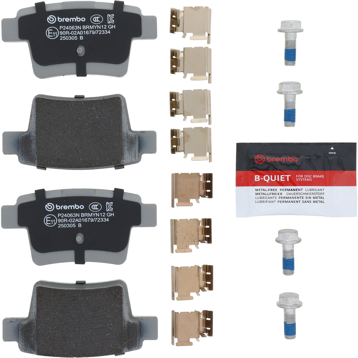 Disc Brake Pad Set with mounting hardware from Brembo part number P24063N