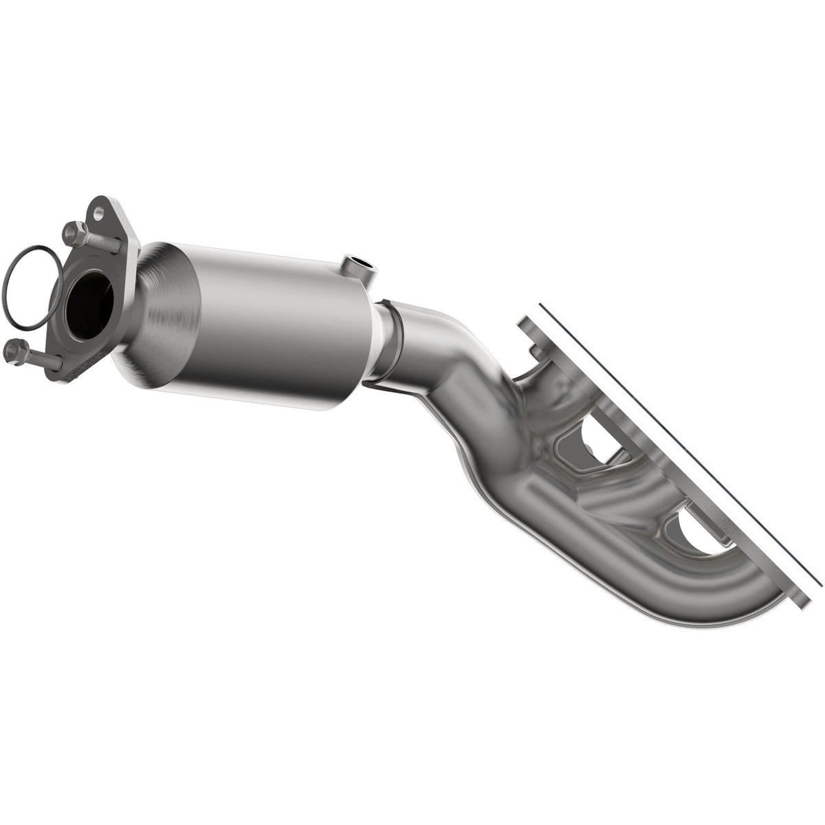 Uncoated stainless steel catalytic converter with integrated exhaust manifold from MagnaFlow Exhaust Products part number 5582430