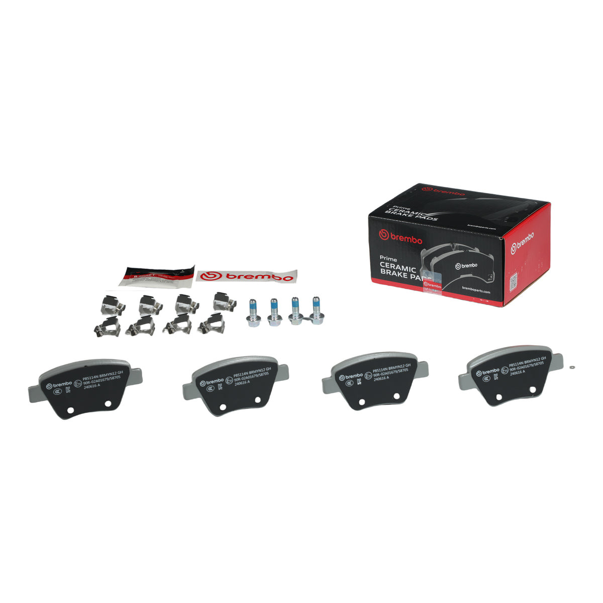 Disc Brake Pad Set with mounting hardware from Brembo part number P85114N