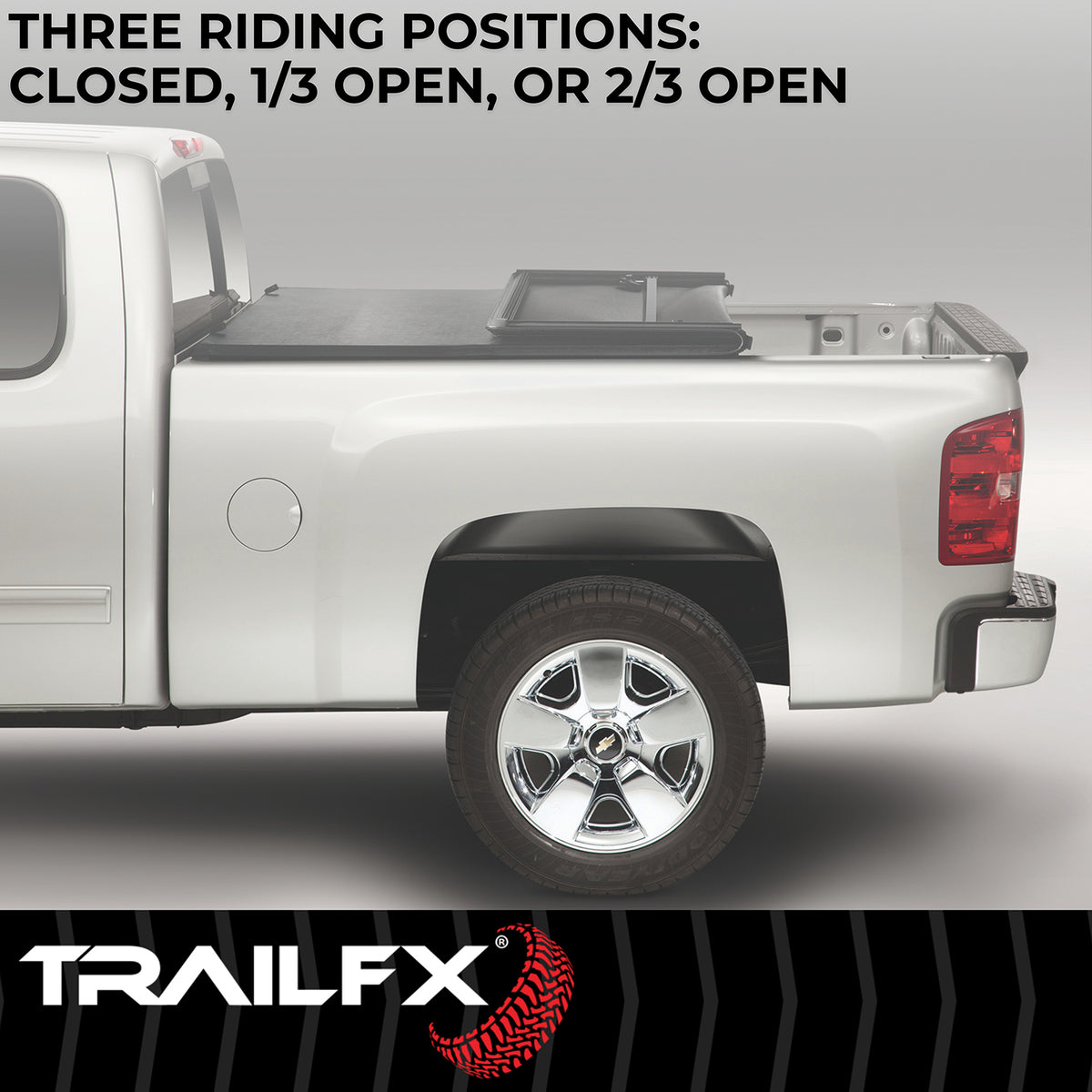 Matte vinyl tonneau cover with mounting hardware from TrailFX part number TFX1011