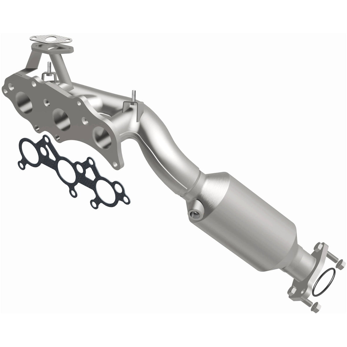 Uncoated stainless steel catalytic converter with integrated exhaust manifold from MagnaFlow Exhaust Products part number 5582431