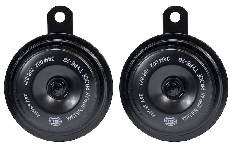 Black horn with mounting hardware from Hella part number 002768821