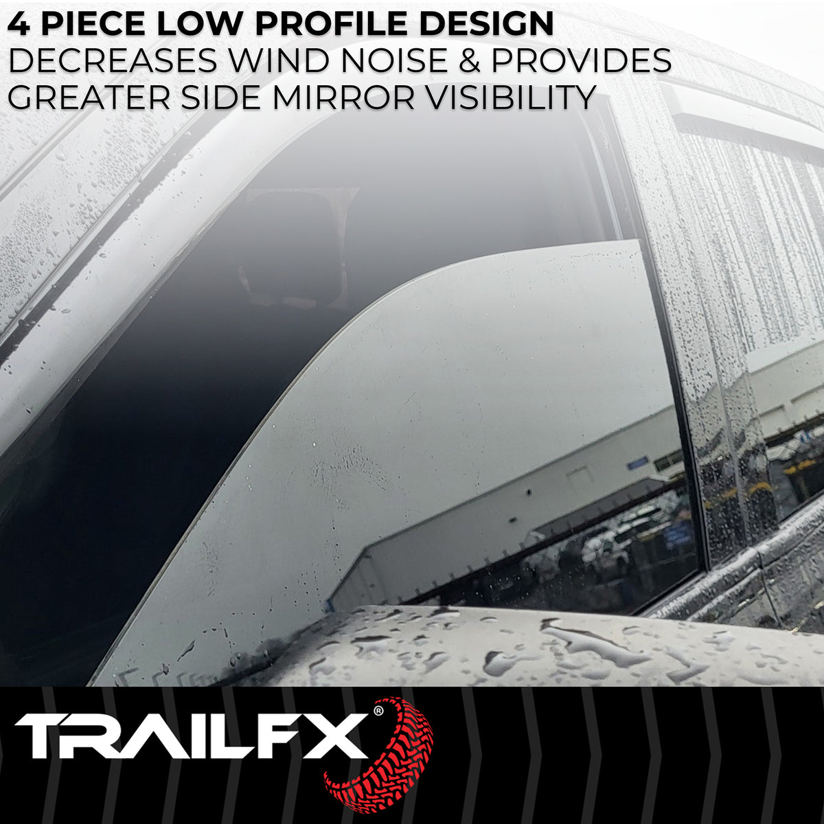 Smoke acrylic side window deflector with mounting hardware from TrailFX part number 4811IC