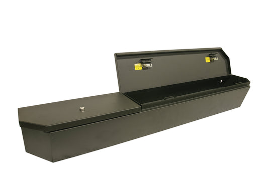 Black underseat storage box from Tuffy Security Products part number 319-01