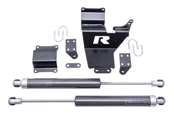 Gray steering stabilizer with mounting hardware from ReadyLift part number 77-23201