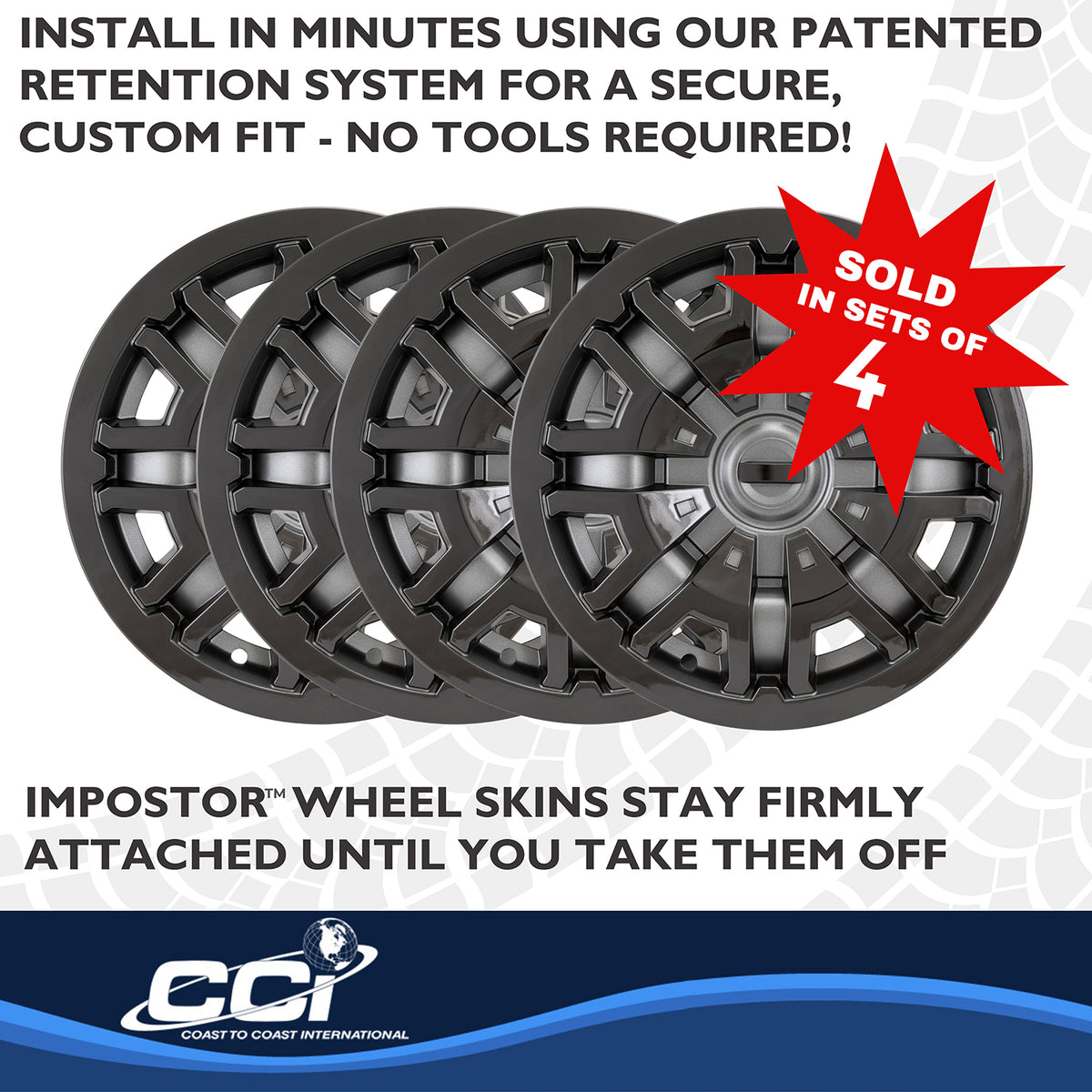 Silver abs plastic wheel skin 17 diameter from Coast To Coast part number IMP900CB