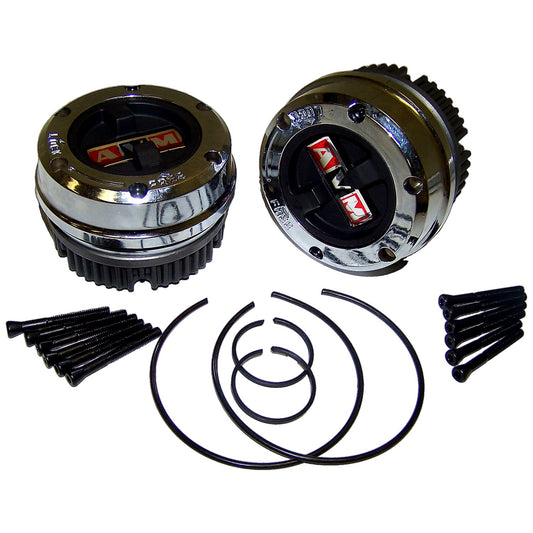 Black, silver locking hub kit from Crown Automotive Jeep Replacement part number 400518