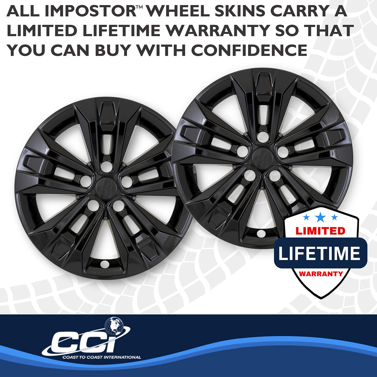 Black abs plastic wheel skin 17 diameter from Coast To Coast part number IMP522BLK