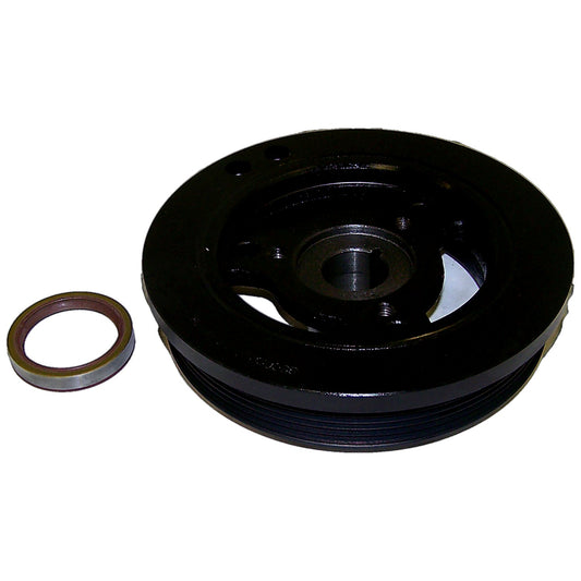 Black engine harmonic balancer from Crown Automotive Jeep Replacement part number 33002920K
