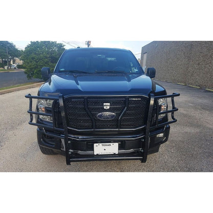 Black powder coated steel grille guard with mounting hardware from Cattleman HD part number 1307P