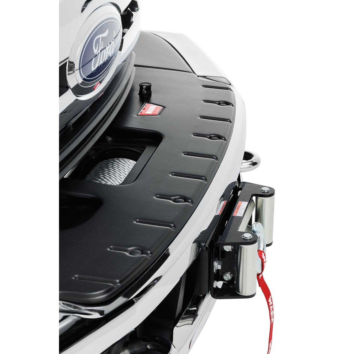 Black powder coated steel winch mount from Warn part number 98055