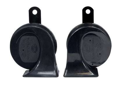 Black horn with mounting hardware from Hella part number 011225831