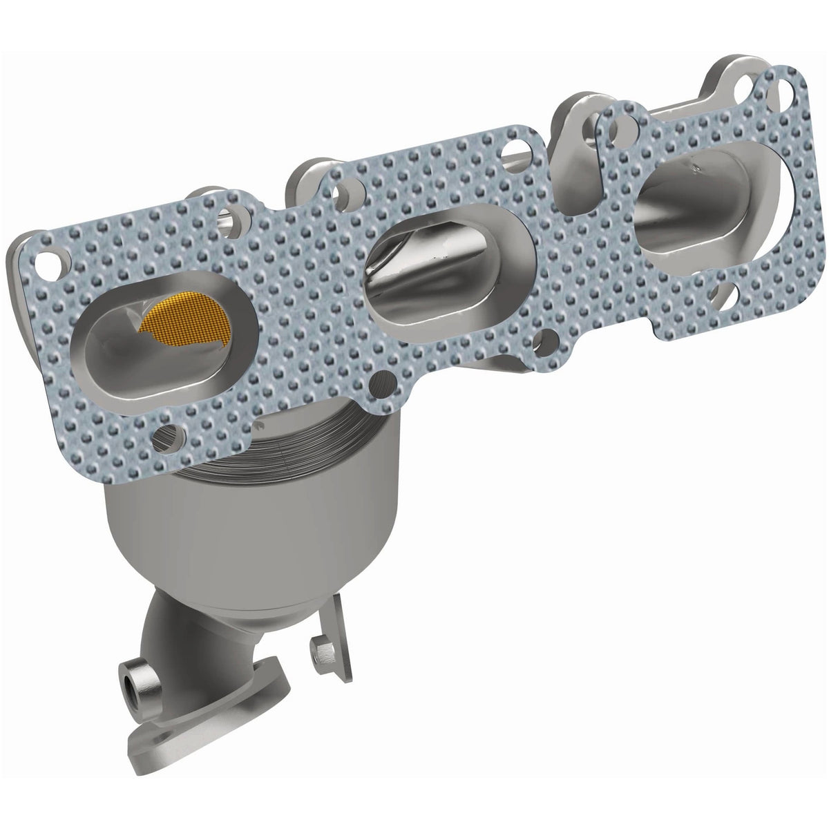 Uncoated stainless steel catalytic converter with integrated exhaust manifold from MagnaFlow Exhaust Products part number 5531787