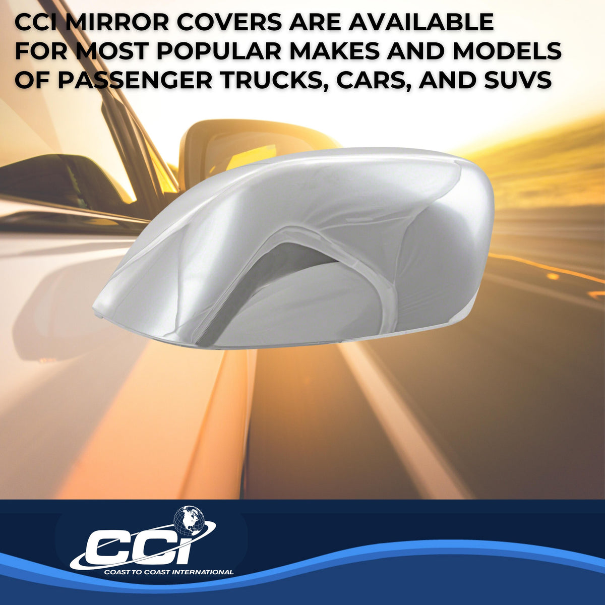 Silver chrome plated abs plastic door mirror cover from Coast To Coast part number MC67532R