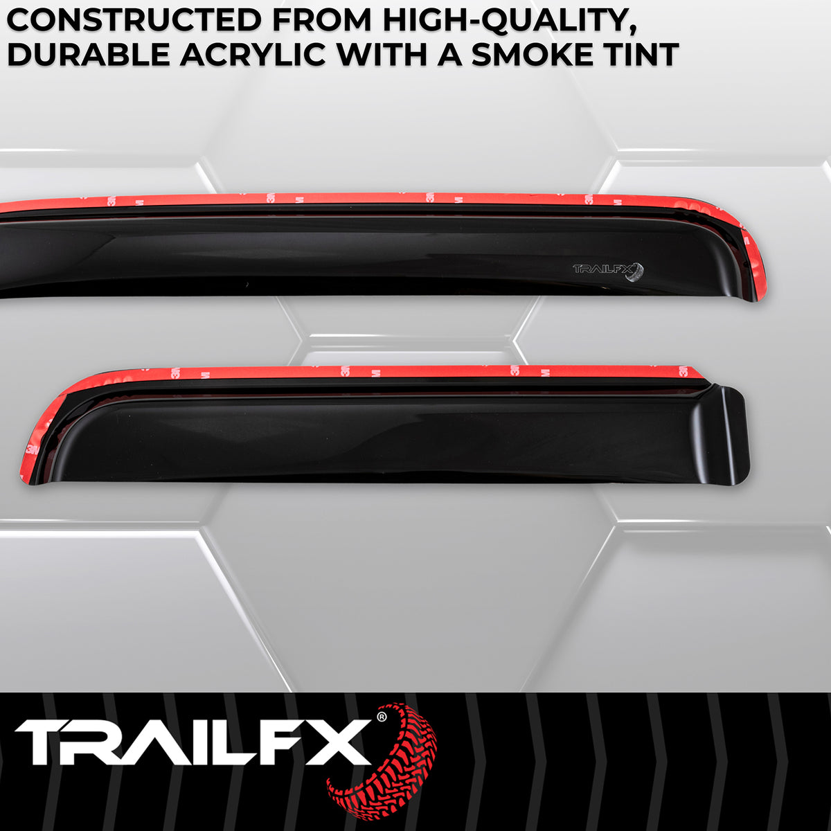 Smoke acrylic side window deflector with mounting hardware from TrailFX part number 4811IC
