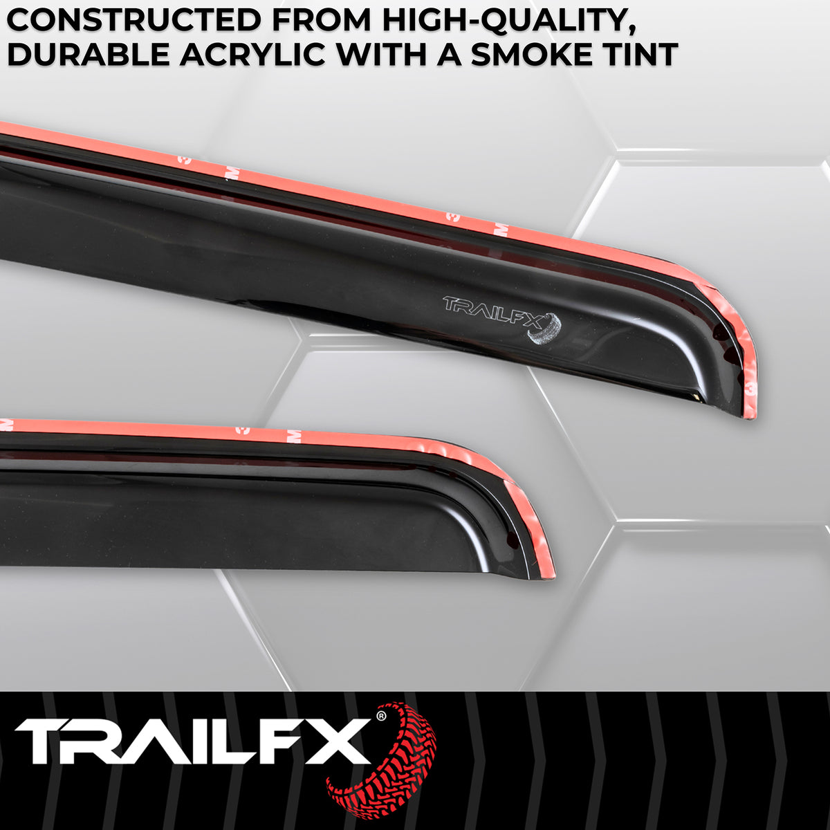 Smoke acrylic side window deflector with mounting hardware from TrailFX part number 4953IC