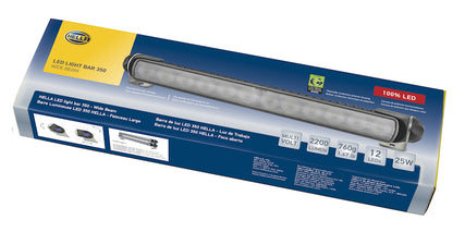 Black plastic light bar with mounting hardware from Hella part number 958040521