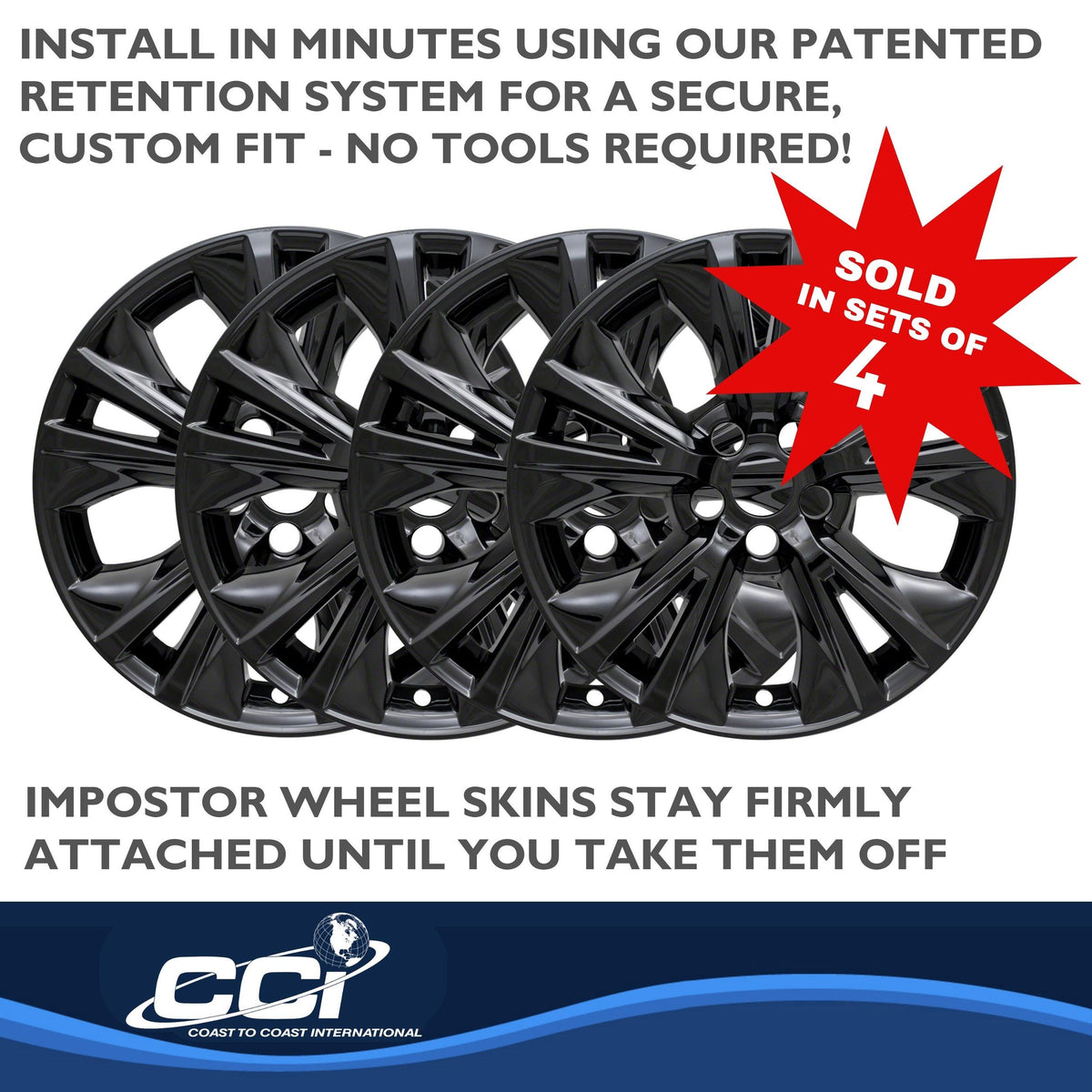 Black gloss abs plastic wheel cover 18 diameter from Coast To Coast part number IWCIMP410BLK