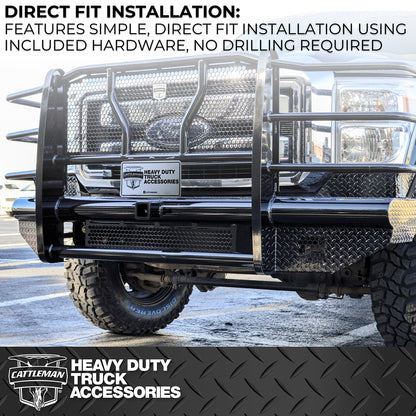 Black steel bumper with mounting hardware from Cattleman HD part number 2247P