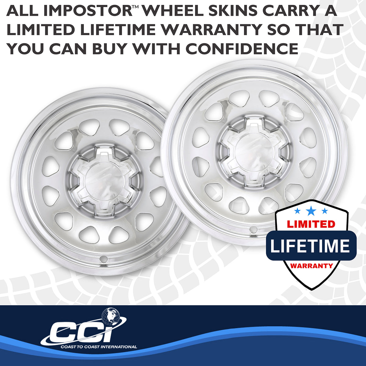 Silver abs plastic wheel skin 17 diameter from Coast To Coast part number IMP100XN