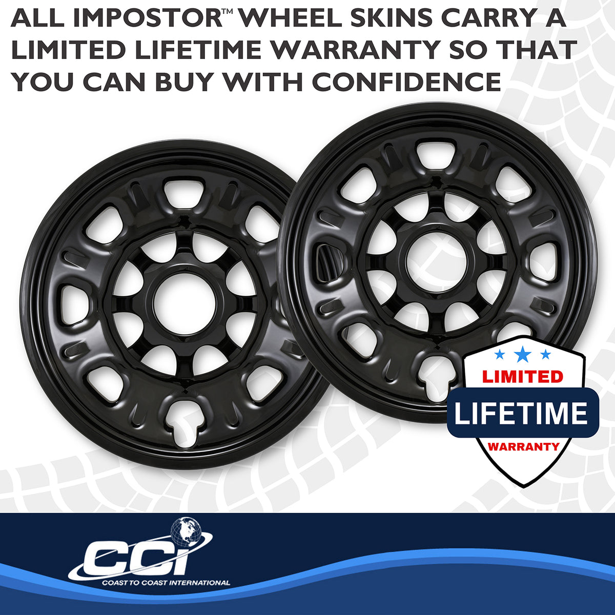 Black painted abs plastic wheel cover 18 diameter from Coast To Coast part number IMP92BLK