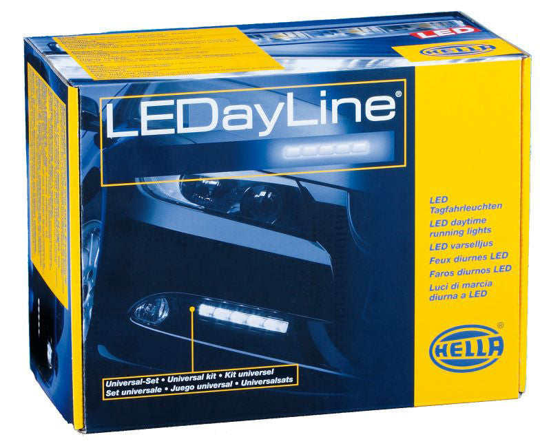Crystal clear daytime running light with mounting hardware from Hella part number 010043801