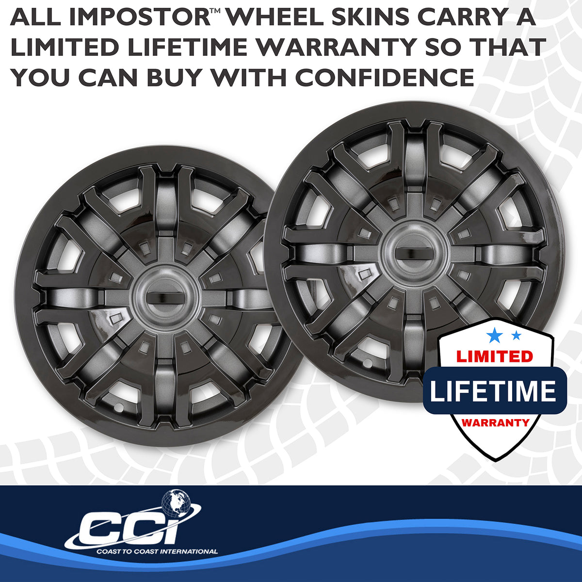 Silver abs plastic wheel skin 17 diameter from Coast To Coast part number IMP900CB