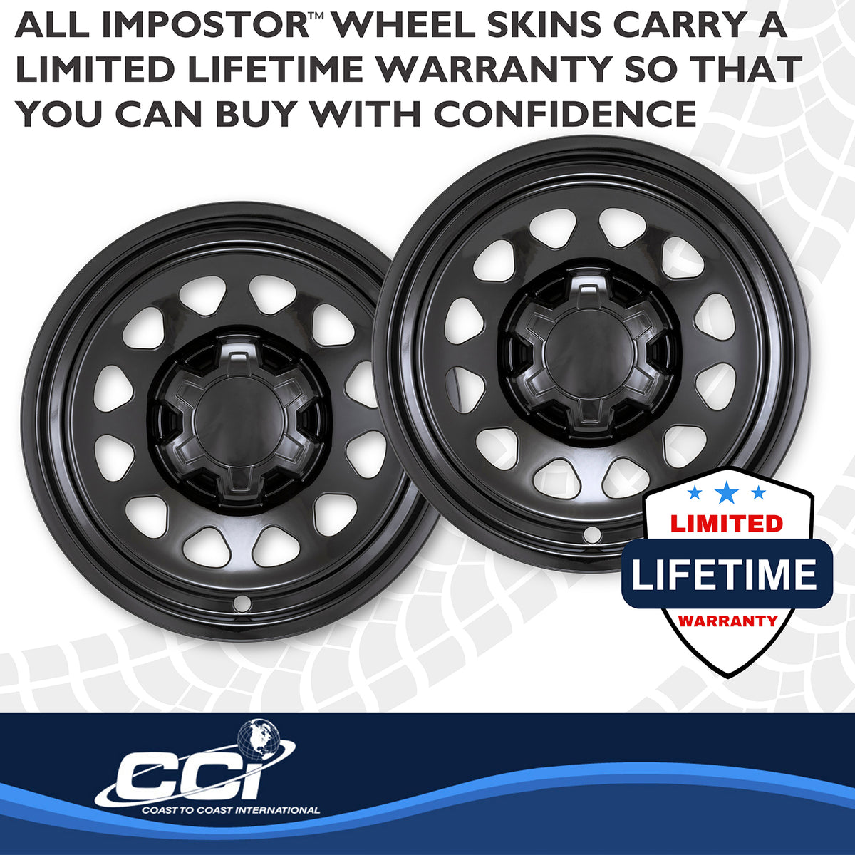 Black abs plastic wheel skin 17 diameter from Coast To Coast part number IMP100BLKN