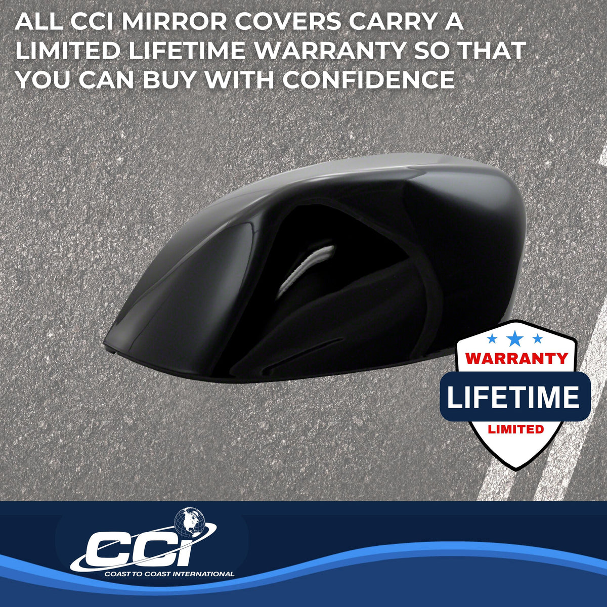 Black gloss painted abs plastic door mirror cover from Coast To Coast part number MC67532RBK