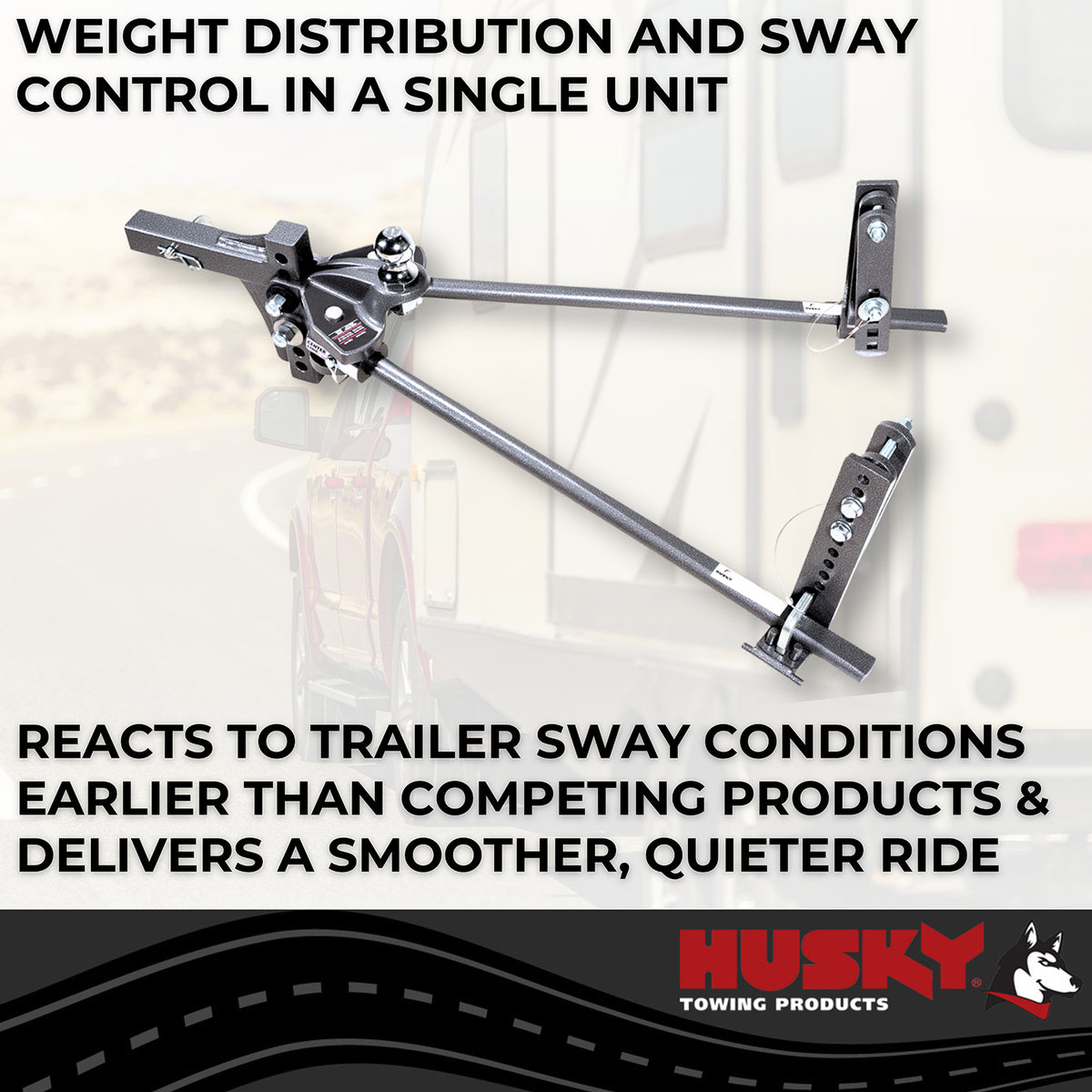 Gray steel trailer weight distribution kit with mounting hardware from Husky Towing part number 33300