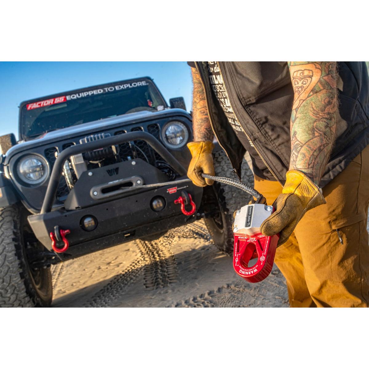 Silver clearcoat 6061 aluminum winch rope end protector from Factor 55 part number 00380