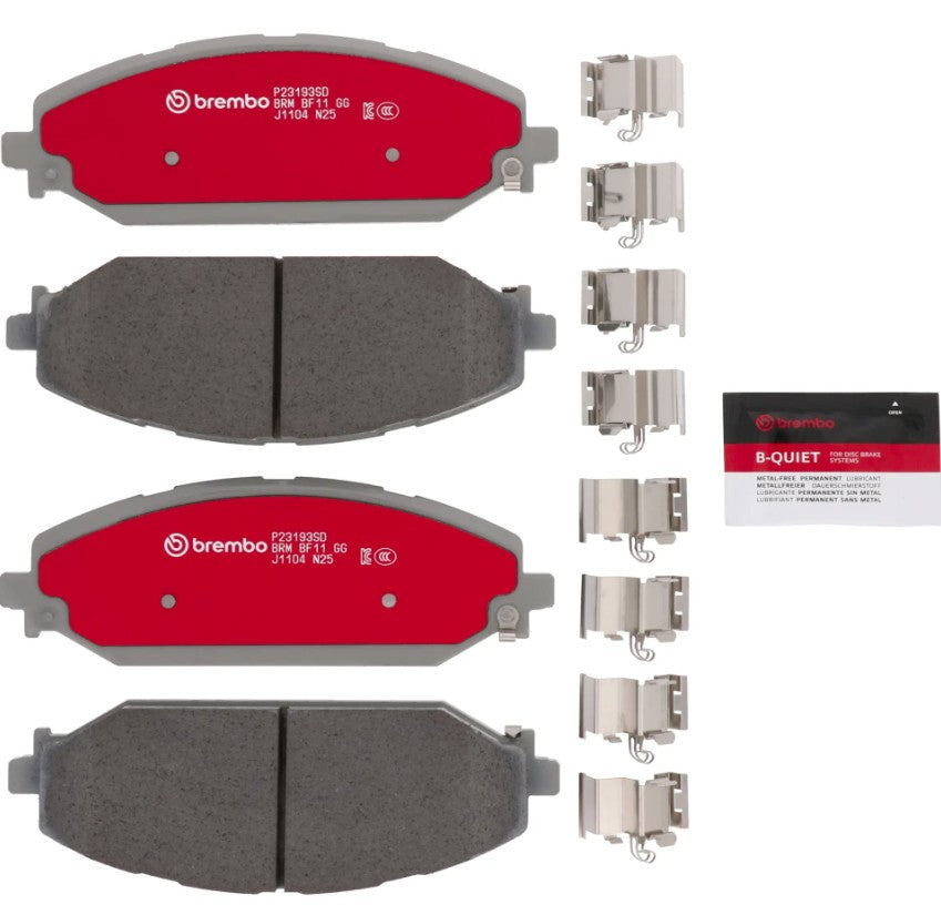 Disc Brake Pad Set with mounting hardware from Brembo part number P23193SD