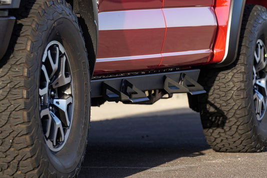 Black powder coated aluminum step nerf bar kit with mounting hardware from ICI part number 840121412968