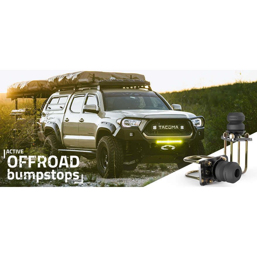 Black rubber suspension bump stop kit with mounting hardware from Timbren part number ABSTRFK
