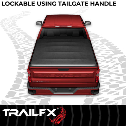 Matte vinyl tonneau cover with mounting hardware from TrailFX part number TFX1011