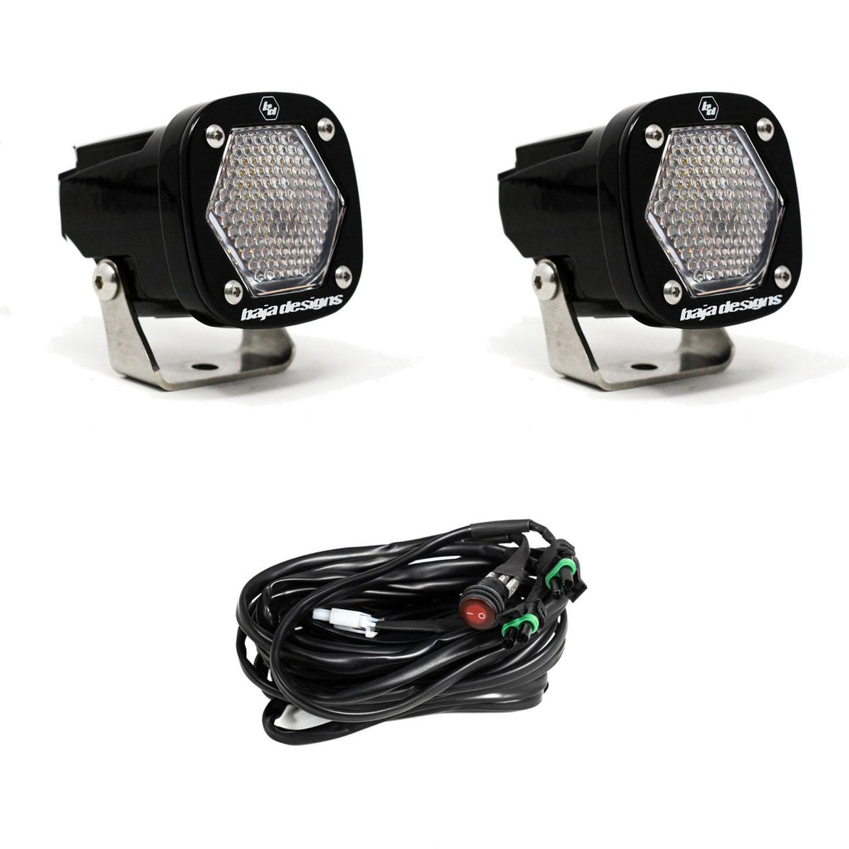 Black auxiliary light with mounting hardware from Baja Designs part number 387806