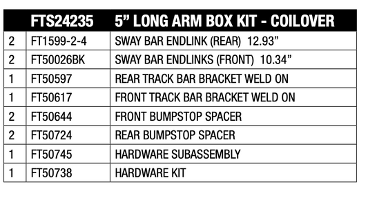 Suspension Lift Kit from Fabtech part number FTS24235
