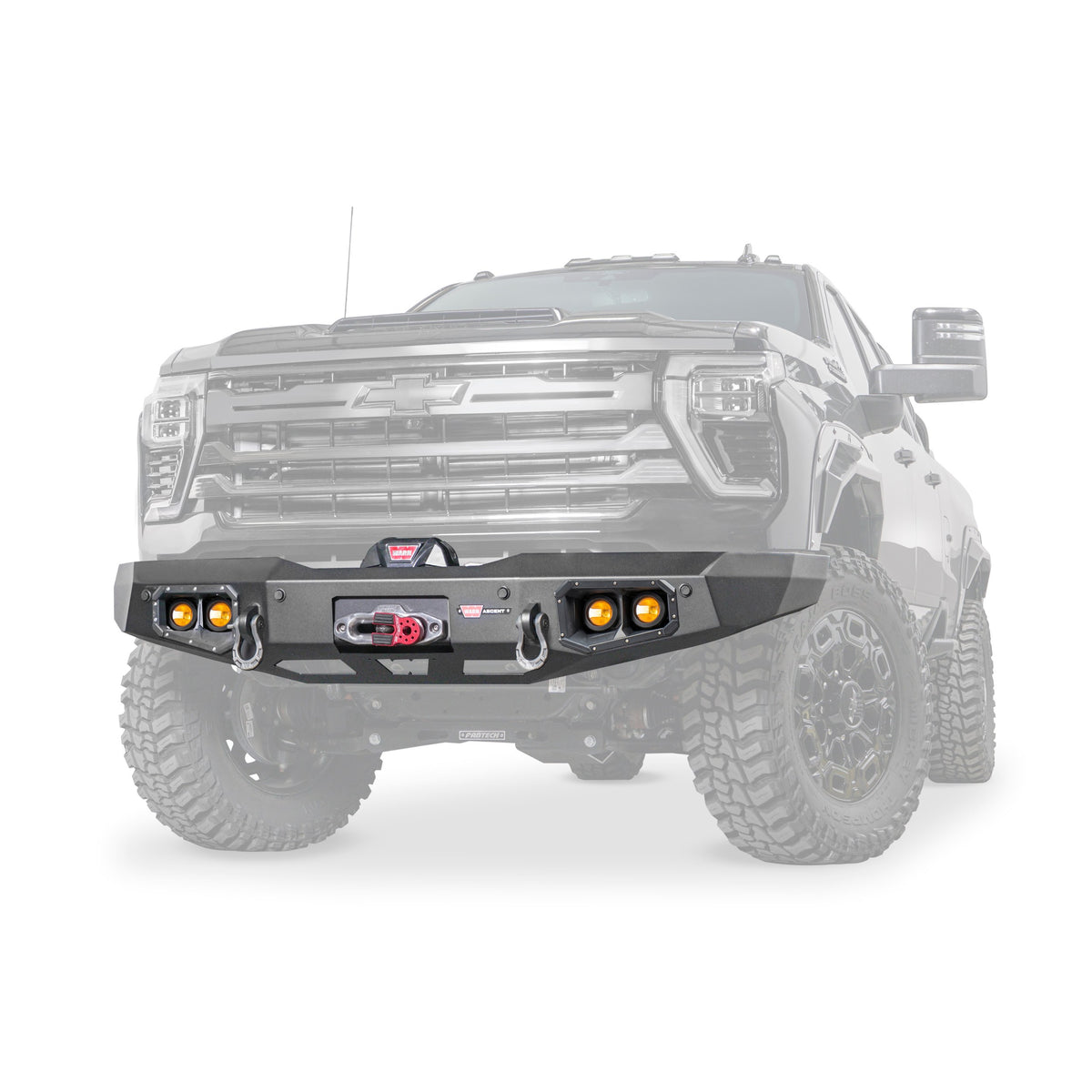 Black powder coated steel winch bumper from Warn part number 110916