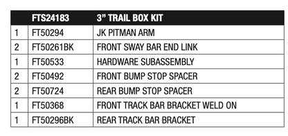 Suspension Lift Kit from Fabtech part number FTS24183