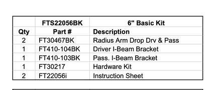 Suspension Lift Kit from Fabtech part number FTS22056BK