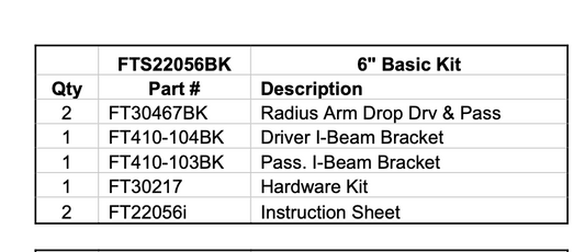 Suspension Lift Kit from Fabtech part number FTS22056BK