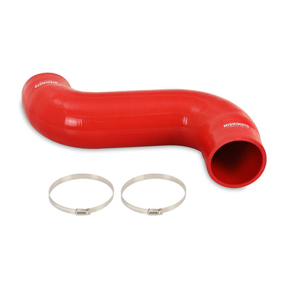 Red rubber engine air intake hose from Mishimoto part number MMHOSE-RAM-03IHRD
