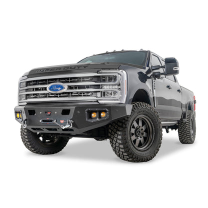 Black powder coated steel winch bumper from Warn part number 110629