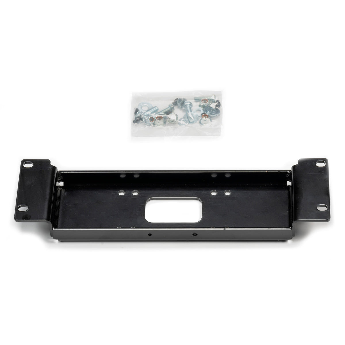 Black powder coated steel winch mount from Warn part number 109094