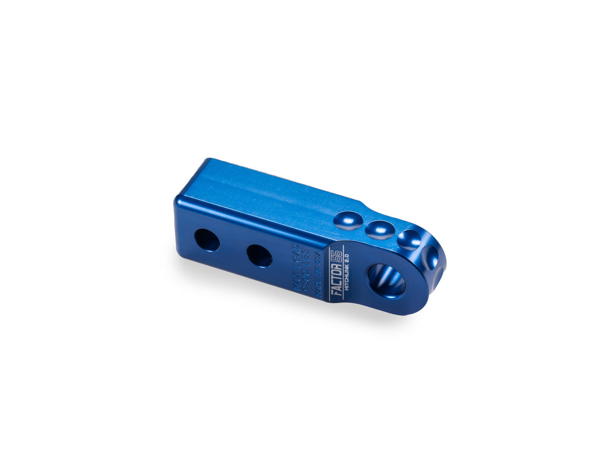 Blue powdercoat 6061 aluminum trailer hitch d-ring mount from Factor 55 part number 00020-02