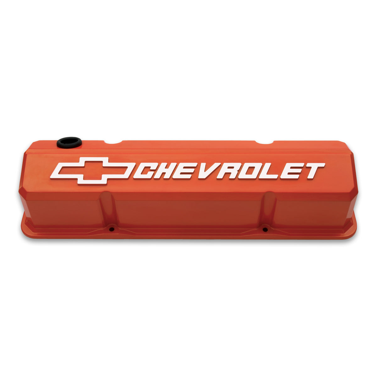 Orange painted aluminum engine valve cover from Proform part number 141-924