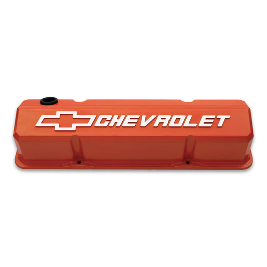 Orange painted aluminum engine valve cover from Proform part number 141-924