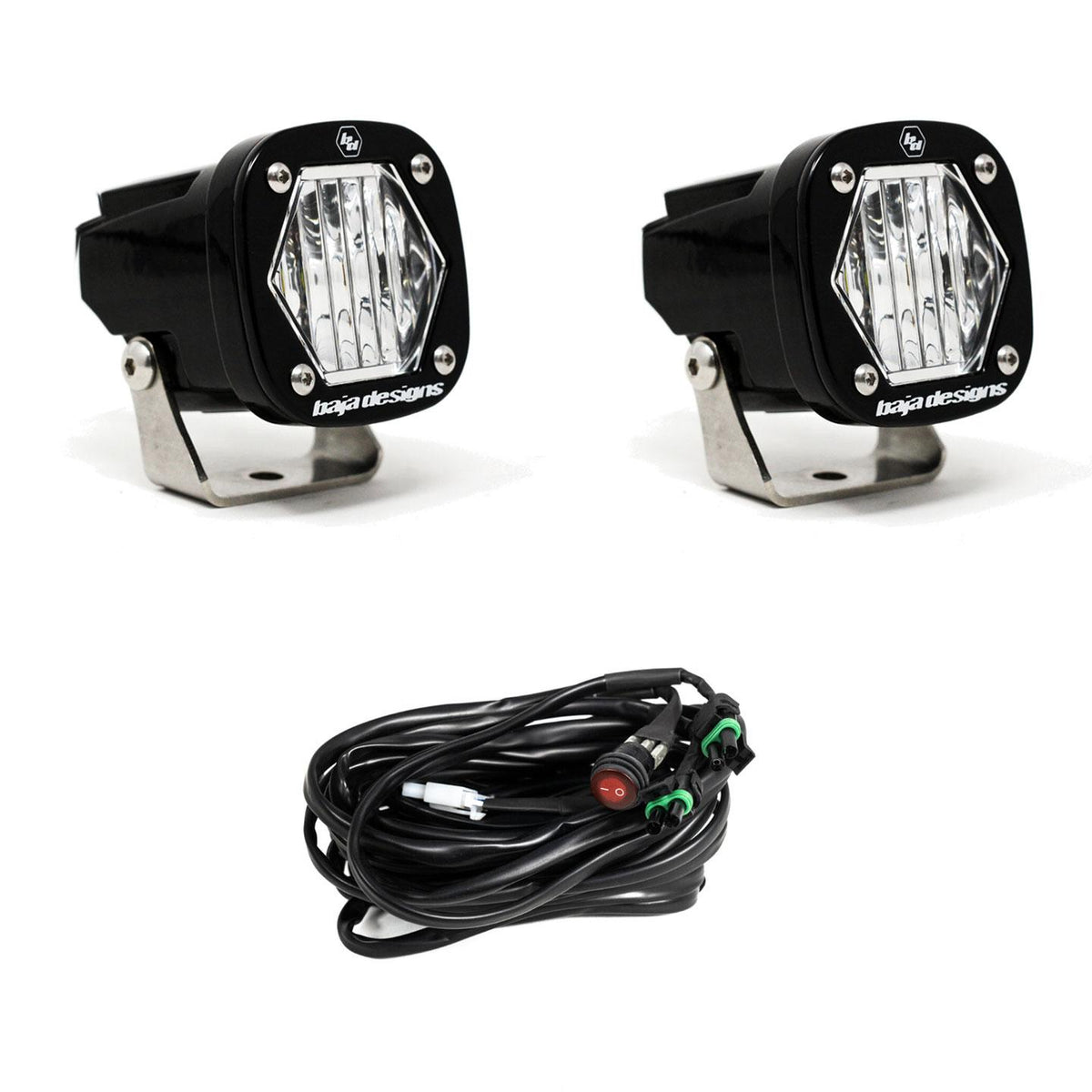 Black auxiliary light with mounting hardware from Baja Designs part number 387805