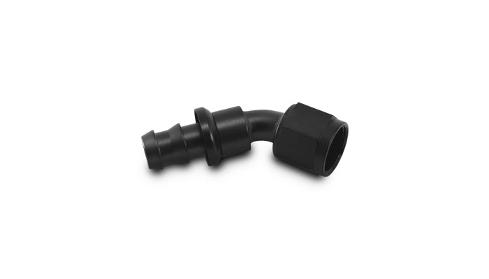 Black anodized 6061 aluminum push-on hose fitting from Vibrant Performance part number 22408