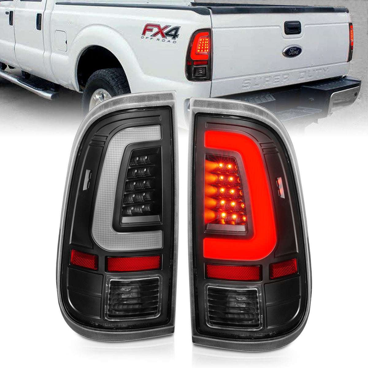 Black plastic tail light set from ANZO USA part number 311356